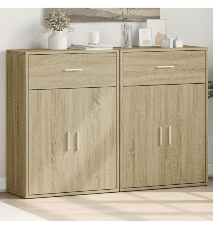 Buffets 2 pcs chêne sonoma 60x30x84 cm bois d'ingénierie | Mobilier & Déco