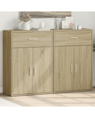 Buffets 2 pcs chêne sonoma 60x30x84 cm bois d'ingénierie | Mobilier & Déco