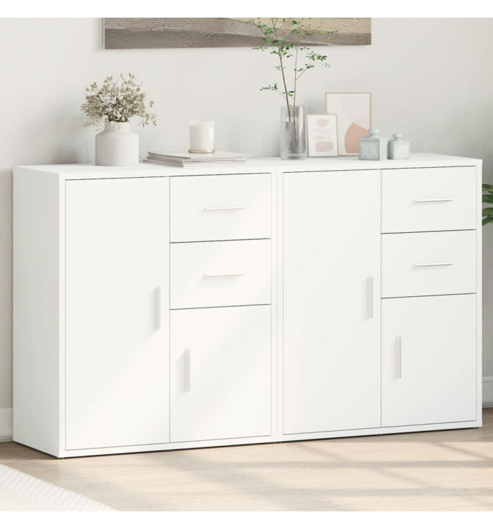 Buffets 2 pcs blanc 60x31x70 cm bois d'ingénierie | Mobilier & Déco