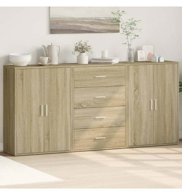 Buffets 3 pcs chêne sonoma 60x31x84 cm bois d'ingénierie | Mobilier & Déco