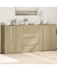 Buffets 3 pcs chêne sonoma 60x31x84 cm bois d'ingénierie | Mobilier & Déco