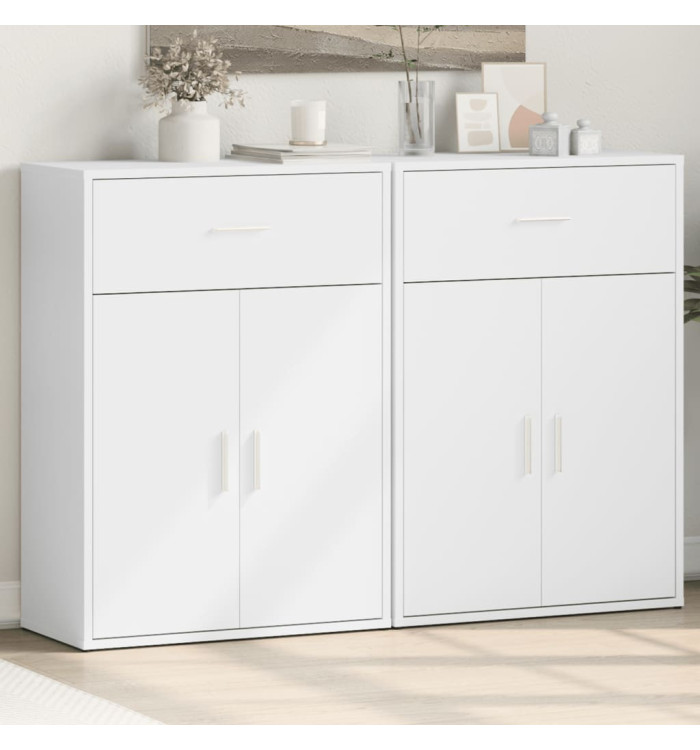 Buffets 2 pcs blanc 60x30x84 cm bois d'ingénierie | Mobilier & Déco