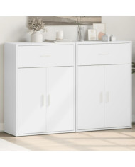 Buffets 2 pcs blanc 60x30x84 cm bois d'ingénierie | Mobilier & Déco