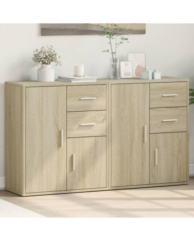 Buffets 2 pcs chêne sonoma 60x31x70 cm bois d'ingénierie | Mobilier & Déco