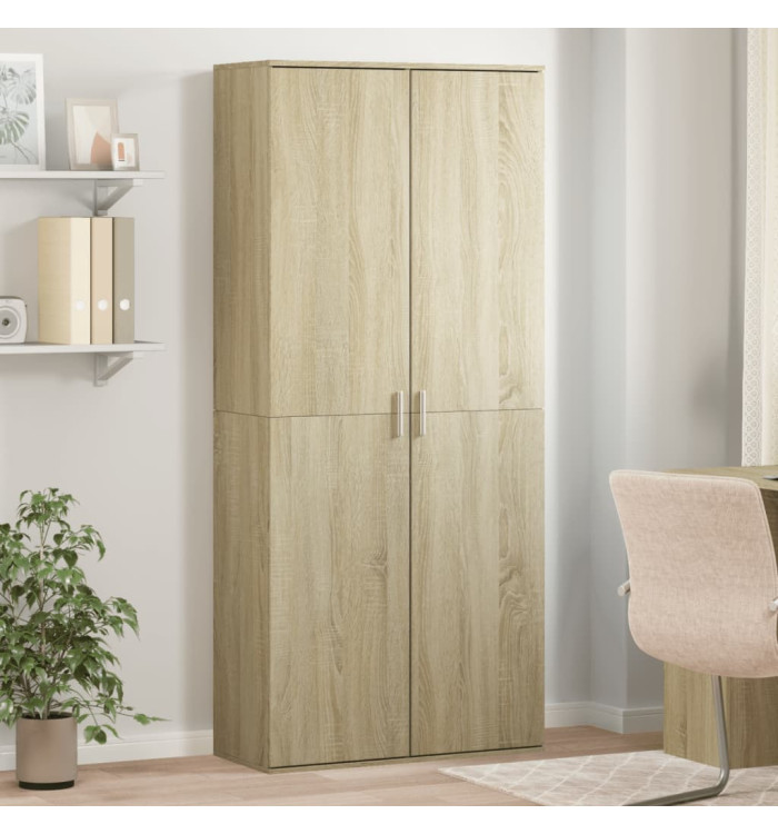 Buffet haut chêne sonoma 80x35x180 cm bois d'ingénierie | Mobilier & Déco