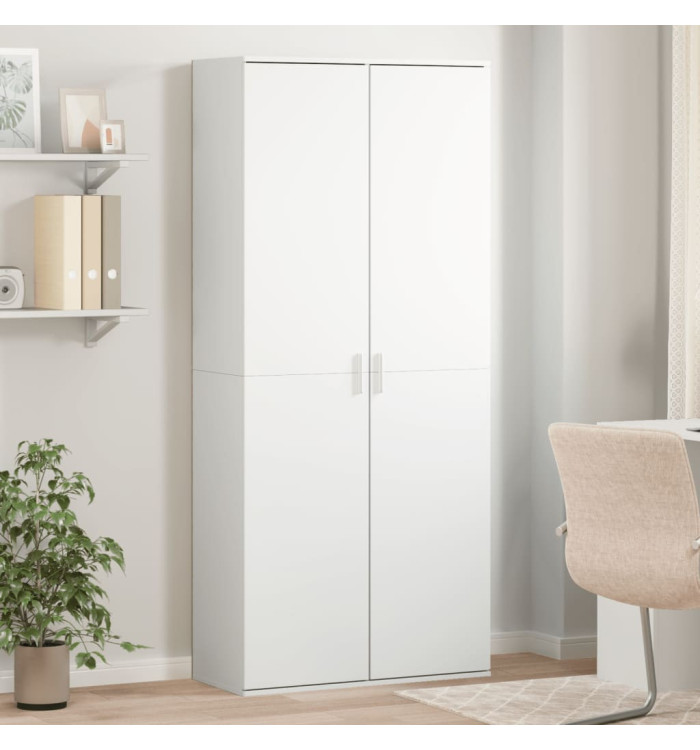 Buffet haut blanc 80x35x180 cm bois d'ingénierie | Mobilier & Déco
