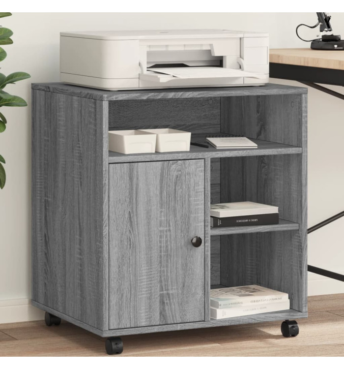 Support d'imprimante avec roulettes sonoma gris 60x50x67 cm | Mobilier & Déco