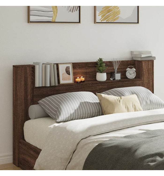 Armoire tête de lit avec LED chêne marron 180x16,5x103,5 cm | Mobilier & Déco