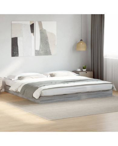 Cadre de lit sans matelas sonoma gris 200x200 cm | Mobilier & Déco