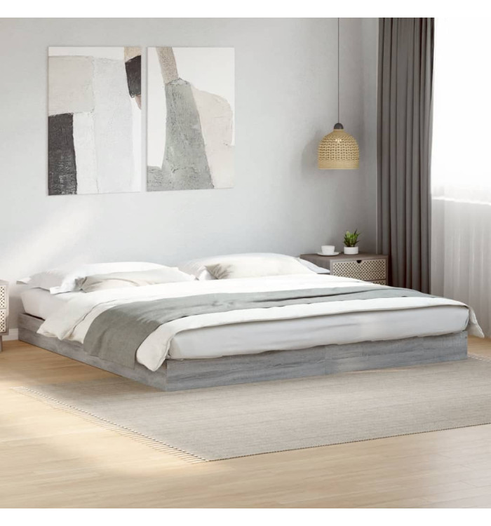 Cadre de lit sans matelas sonoma gris 200x200 cm | Mobilier & Déco