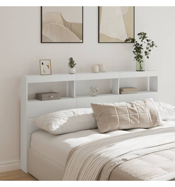Armoire tête de lit avec LED blanc 180x17x102 cm | Mobilier & Déco