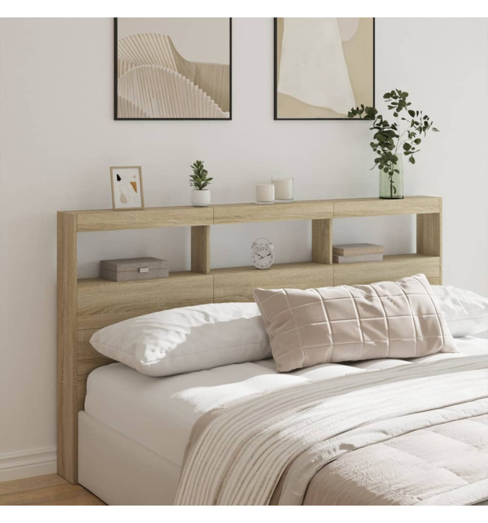 Armoire tête de lit avec LED chêne sonoma 180x17x102 cm | Mobilier & Déco