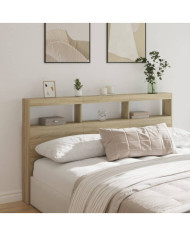 Armoire tête de lit avec LED chêne sonoma 180x17x102 cm | Mobilier & Déco