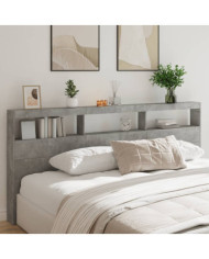Armoire tête de lit avec LED gris béton 220x17x102 cm | Mobilier & Déco