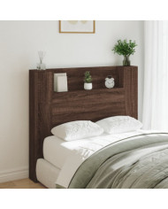 Armoire tête de lit avec LED chêne marron 120x16,5x103,5 cm | Mobilier & Déco