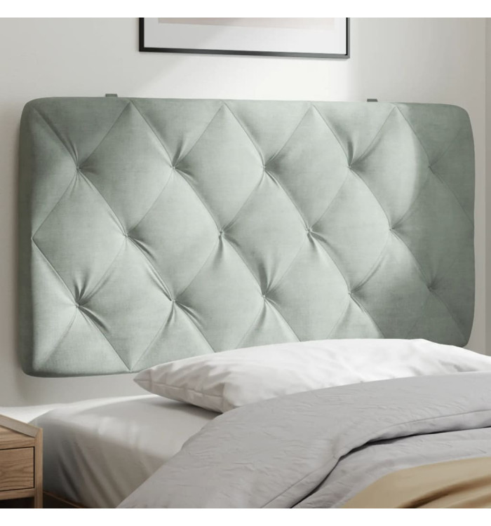 Coussin de tête de lit gris clair 100 cm velours | Mobilier & Déco
