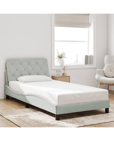 Cadre de lit sans matelas gris clair 100x200 cm velours | Mobilier & Déco