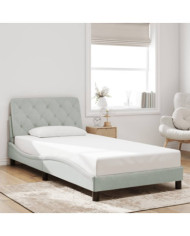 Cadre de lit sans matelas gris clair 100x200 cm velours | Mobilier & Déco