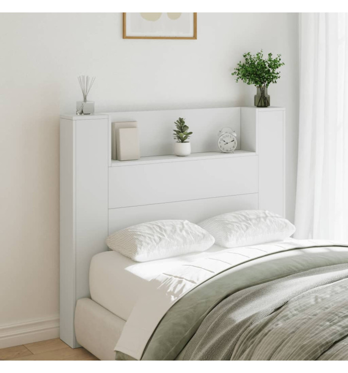 Armoire tête de lit avec LED blanc 120x16,5x103,5 cm | Mobilier & Déco