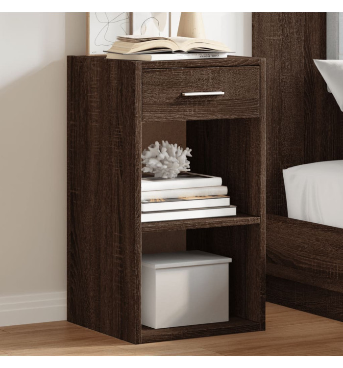 Table de chevet chêne marron 35x34x65 cm bois d'ingénierie | Mobilier & Déco