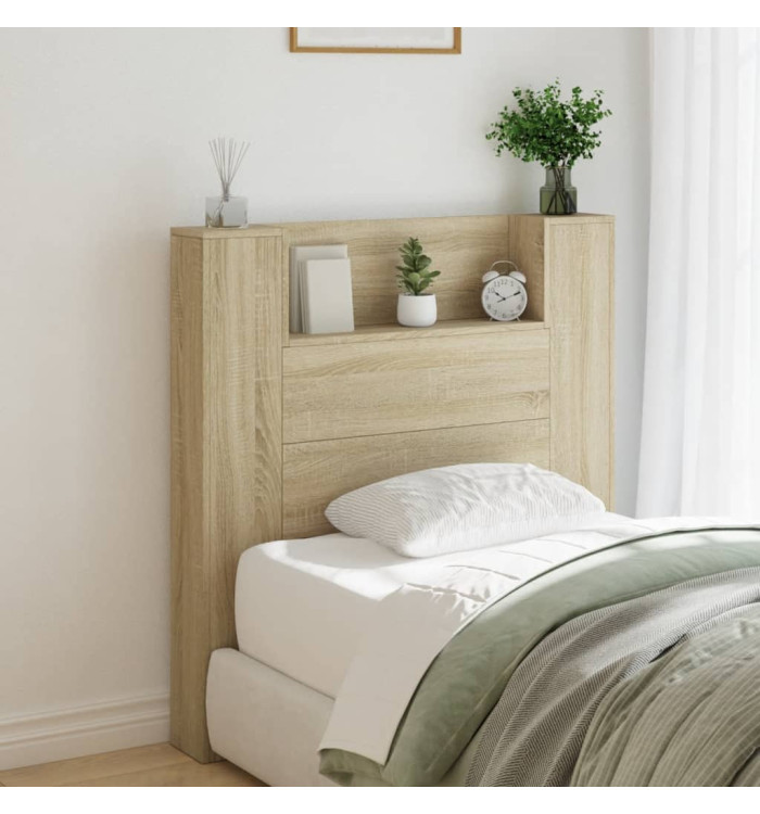 Armoire tête de lit avec LED chêne sonoma 100x16,5x103,5 cm | Mobilier & Déco