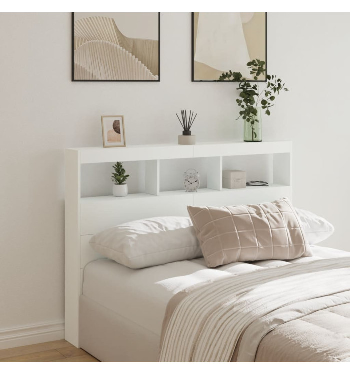 Armoire tête de lit avec LED blanc 140x17x102 cm | Mobilier & Déco