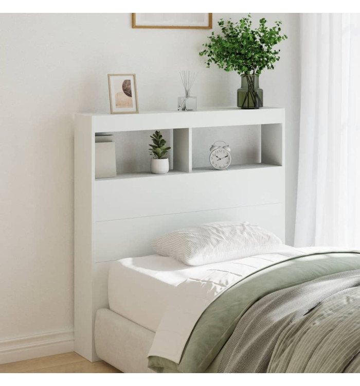 Armoire tête de lit avec LED blanc 100x17x102 cm | Mobilier & Déco