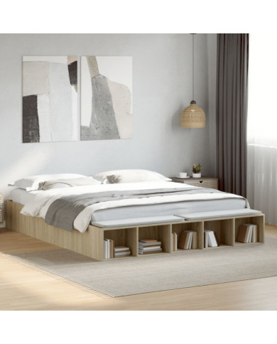 Cadre de lit sans matelas chêne sonoma 180x200 cm | Mobilier & Déco