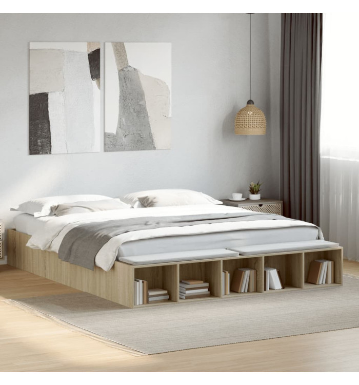 Cadre de lit sans matelas chêne sonoma 180x200 cm | Mobilier & Déco