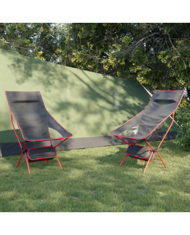 Chaise de camping pliables lot de 2 noir tissu oxford aluminium | Mobilier & Déco