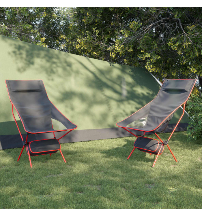 Chaise de camping pliables lot de 2 noir tissu oxford aluminium | Mobilier & Déco