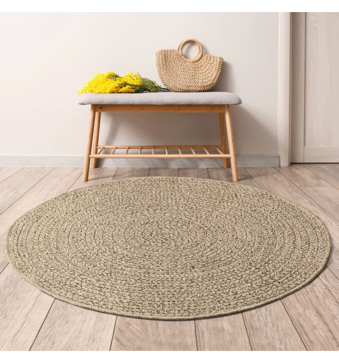 Tapis ZIZUR Ø 200 cm aspect de jute intérieur et extérieur | Mobilier & Déco