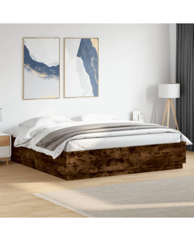 Cadre de lit sans matelas chêne fumé 200x200 cm | Mobilier & Déco