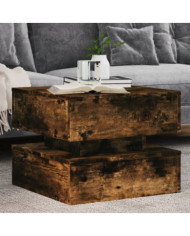 Table basse avec lumières LED chêne fumé 50x50x40 cm | Mobilier & Déco