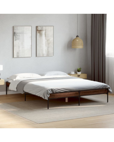 Cadre de lit sans matelas chêne marron 135x190 cm | Mobilier & Déco