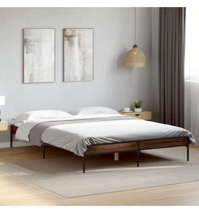 Cadre de lit sans matelas chêne marron 135x190 cm | Mobilier & Déco
