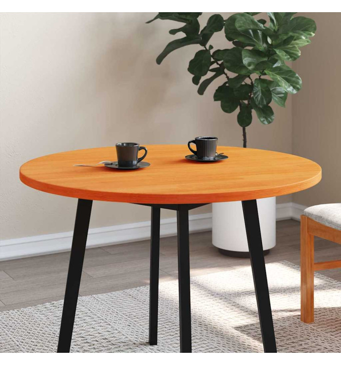 Dessus de table rond cire marron Ø90x2,5 cm bois de pin massif | Mobilier & Déco