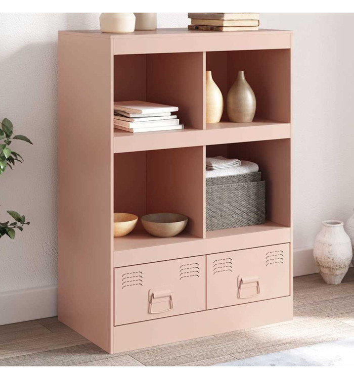 Buffet haut rose 67x39x95 cm acier | Mobilier & Déco