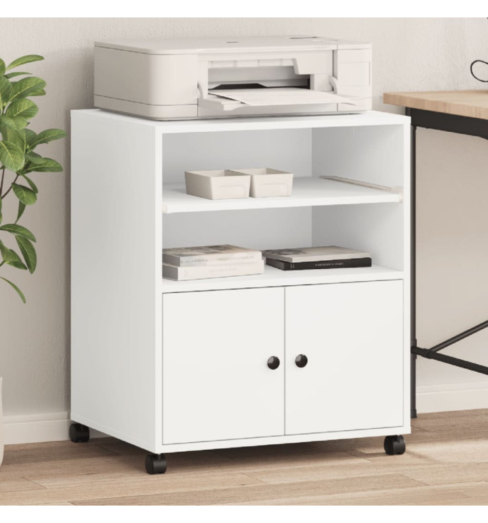 Support d'imprimante avec roulettes blanc 60x48x74 cm | Mobilier & Déco