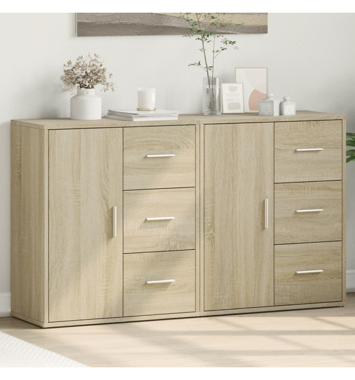 Buffets 2 pcs chêne sonoma 60x31x70 cm bois d'ingénierie | Mobilier & Déco