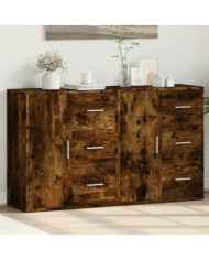 Buffets 2 pcs chêne fumé 60x31x70 cm bois d'ingénierie | Mobilier & Déco
