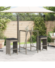 Tabourets de bar jardin coussins lot de 2 gris résine tressée | Mobilier & Déco