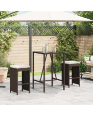Tabourets de bar jardin coussins lot de 2 marron résine tressée | Mobilier & Déco