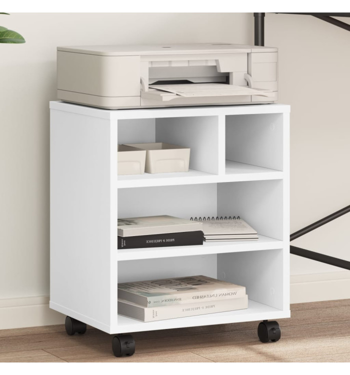 Support d'imprimante avec roulettes blanc 41x32x48 cm | Mobilier & Déco