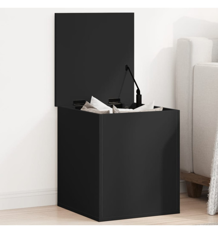 Boîte de rangement noir 40x42x46 cm bois d'ingénierie | Mobilier & Déco