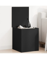 Boîte de rangement noir 40x42x46 cm bois d'ingénierie | Mobilier & Déco