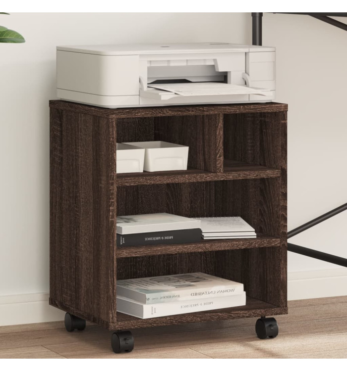 Support d'imprimante avec roulettes chêne marron 41x32x48 cm | Mobilier & Déco