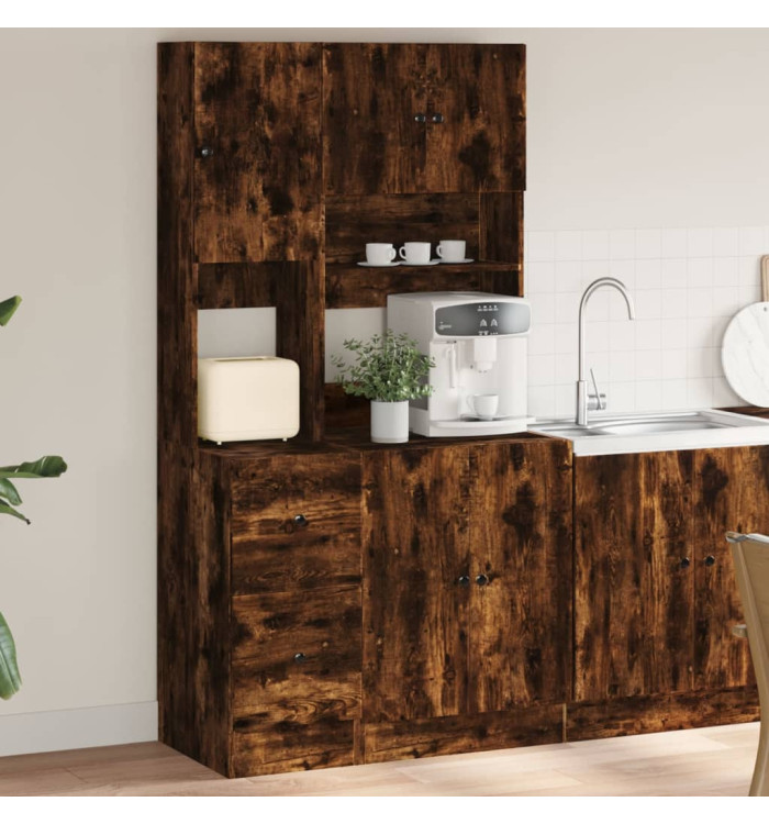 Armoire de cuisine chêne fumé 95x50x180 cm bois d'ingénierie | Mobilier & Déco