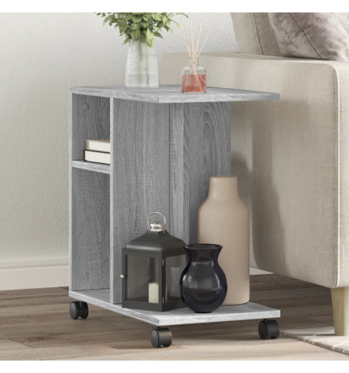 Table d'appoint avec roues sonoma gris bois d'ingénierie | Mobilier & Déco
