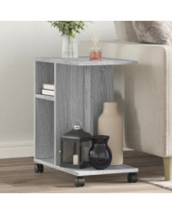 Table d'appoint avec roues sonoma gris bois d'ingénierie | Mobilier & Déco
